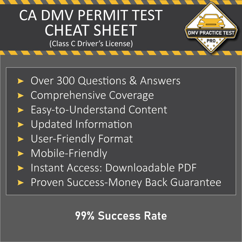 Complete CA DMV Cheat Sheet (Class C Driver's License) DMV Practice