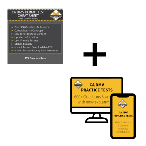 Complete CA DMV Cheat Sheet + Online Practice Tests Bundle DMV